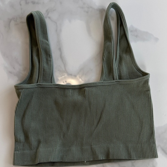 Stradivarius Olive Ribbed Button Tank - Picture 3 of 3